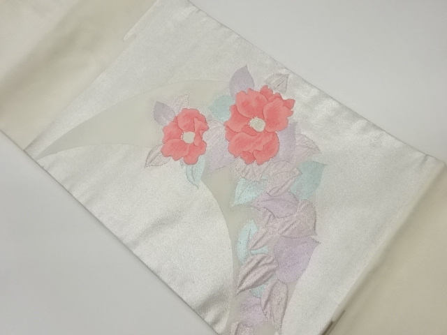 椿模様織出し名古屋帯